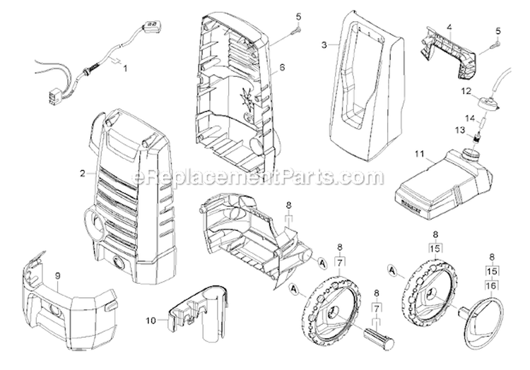 Housing Diagram and Parts List for K2360 1.601-681.0 Karcher Pressure Washer