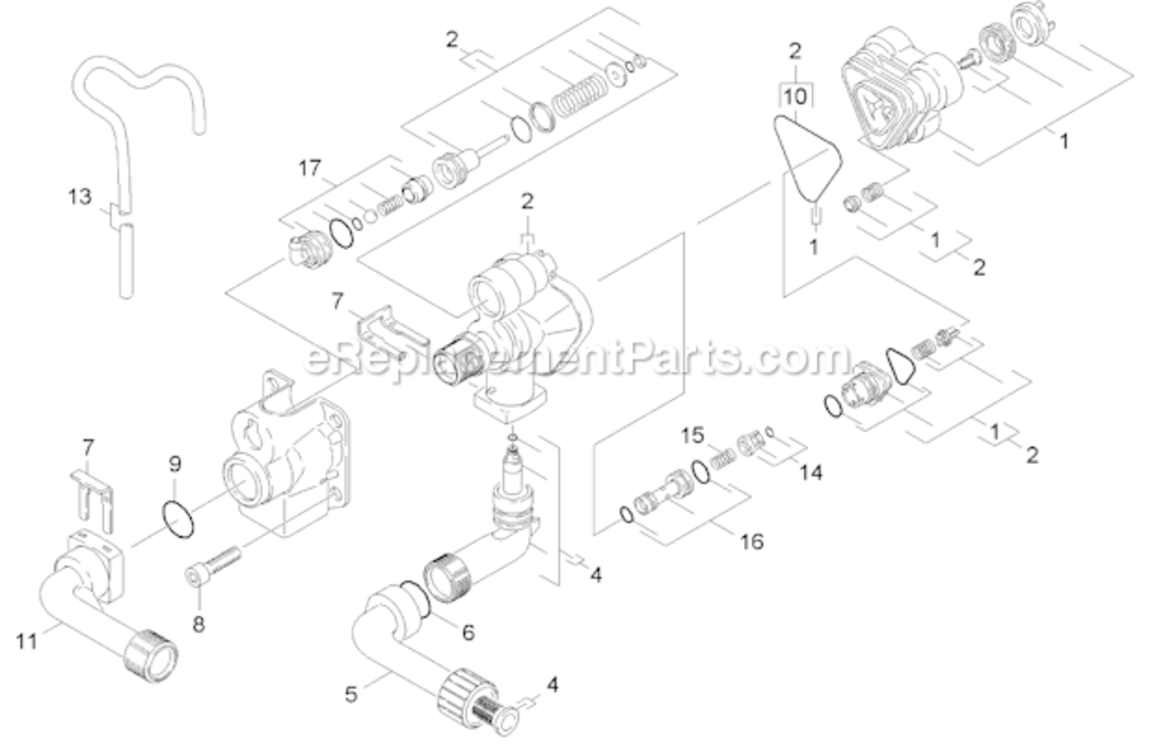 Cylinder Head Diagram and Parts List for K368M 1.601-742 Karcher Pressure Washer