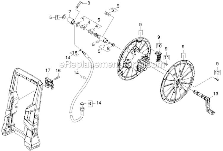 Hose Reel Diagram and Parts List for K5740  Karcher Pressure Washer