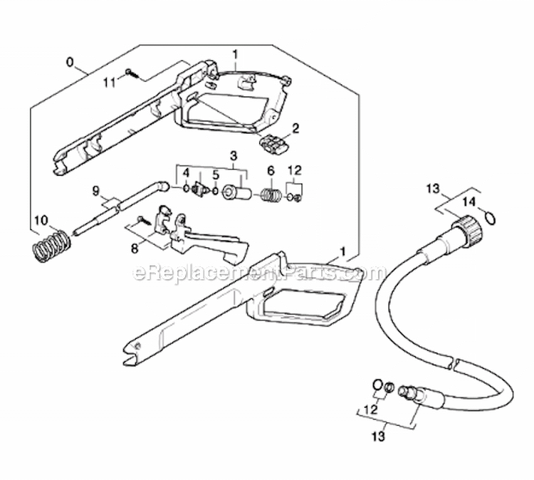 Trigger Gun Version 1 Diagram and Parts List for K580  Karcher Pressure Washer