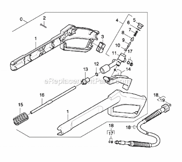 Trigger Gun Version 2 Diagram and Parts List for K580  Karcher Pressure Washer