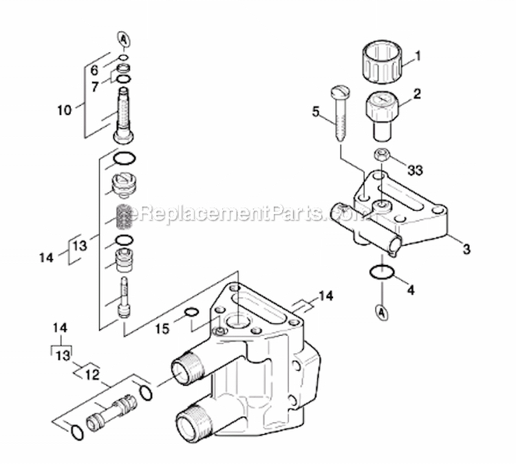 Cylinder Head Diagram and Parts List for K580  Karcher Pressure Washer
