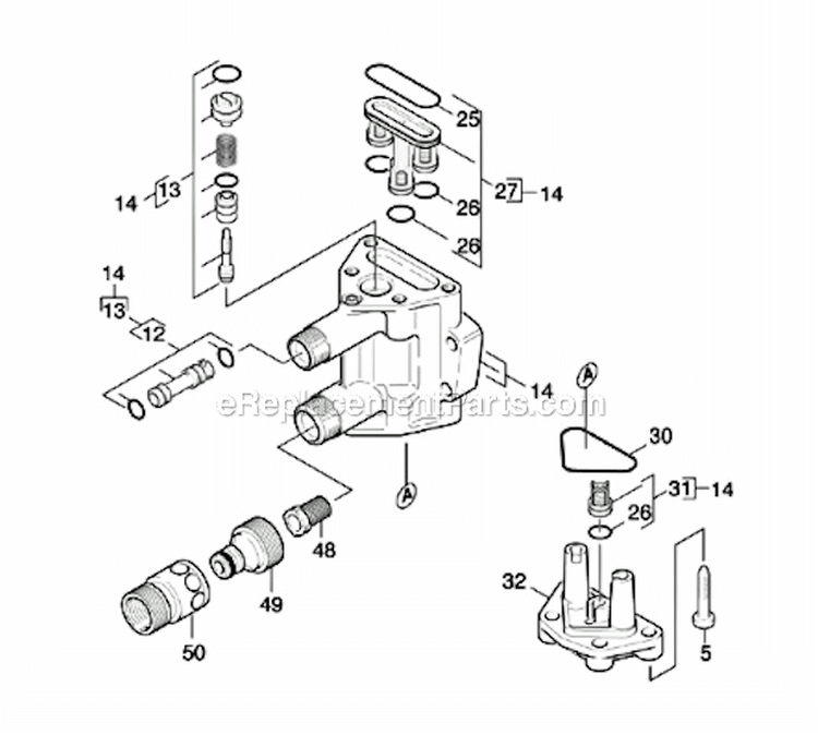 Valves Diagram and Parts List for K580  Karcher Pressure Washer
