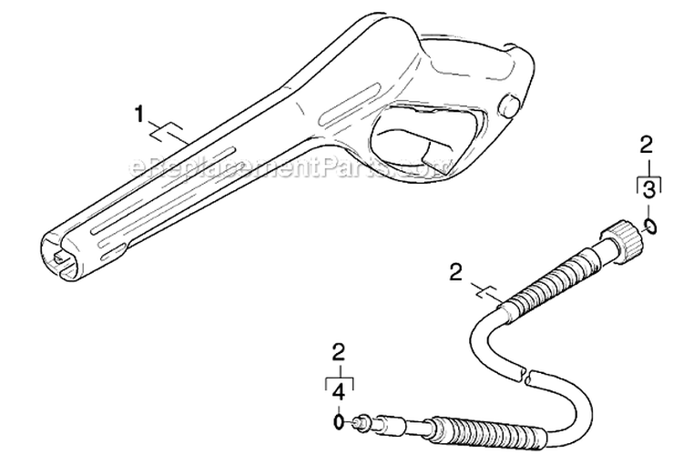 Trigger Gun Diagram and Parts List for K228 K 2.28 16015540 Karcher Pressure Washer