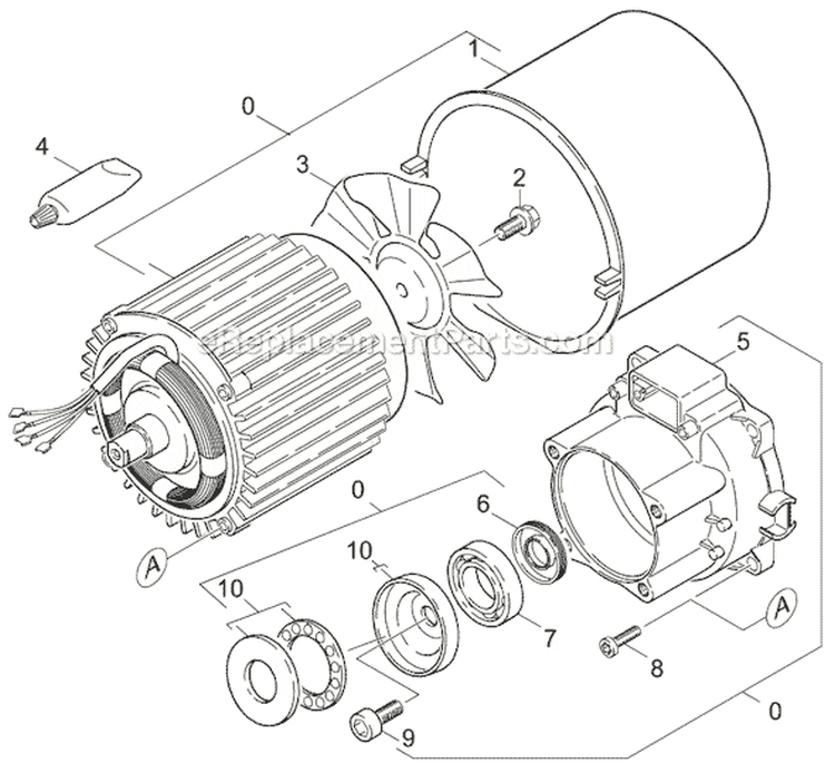 Motor Assembly Diagram and Parts List for K395M-PLUS K 395 M-Plus 1.141-966.0 Karcher Pressure Washer