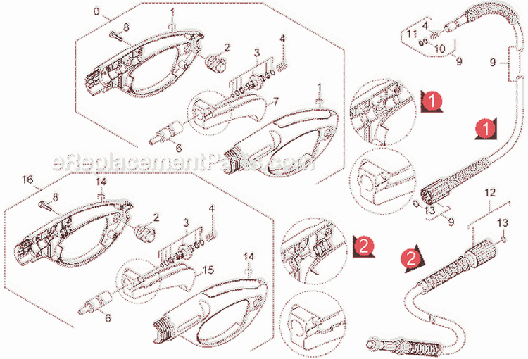 Gun Assembly Diagram and Parts List for K395M-PLUS K 395 M-Plus 1.141-966.0 Karcher Pressure Washer