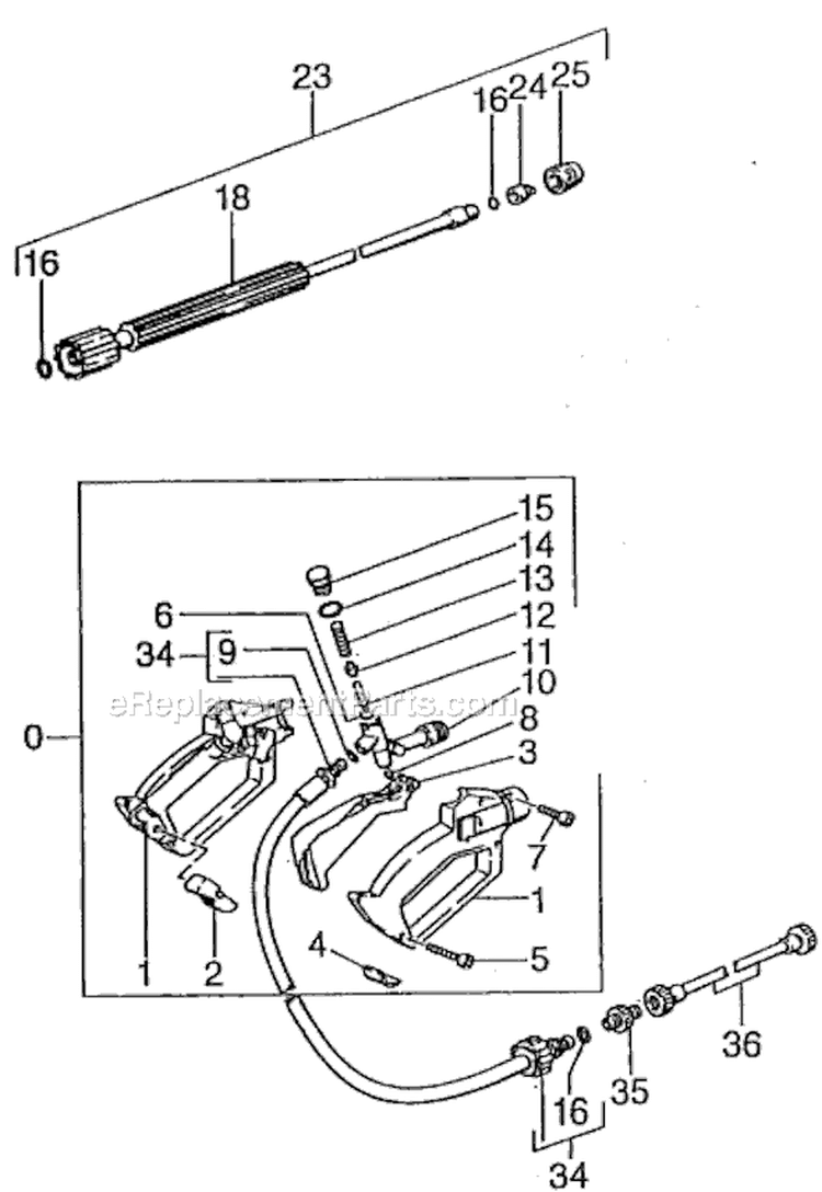 Page E Diagram and Parts List for K455 K 455 1.747-689 Karcher Pressure Washer