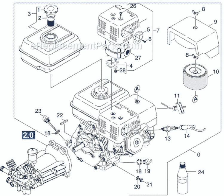 Page E Diagram and Parts List for K8000G K 8000 G 1.187-106.0 Karcher Pressure Washer