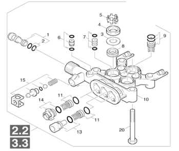 Cylinder Head Diagram and Parts List for K4400G 1.133-208.0 Karcher Pressure Washer