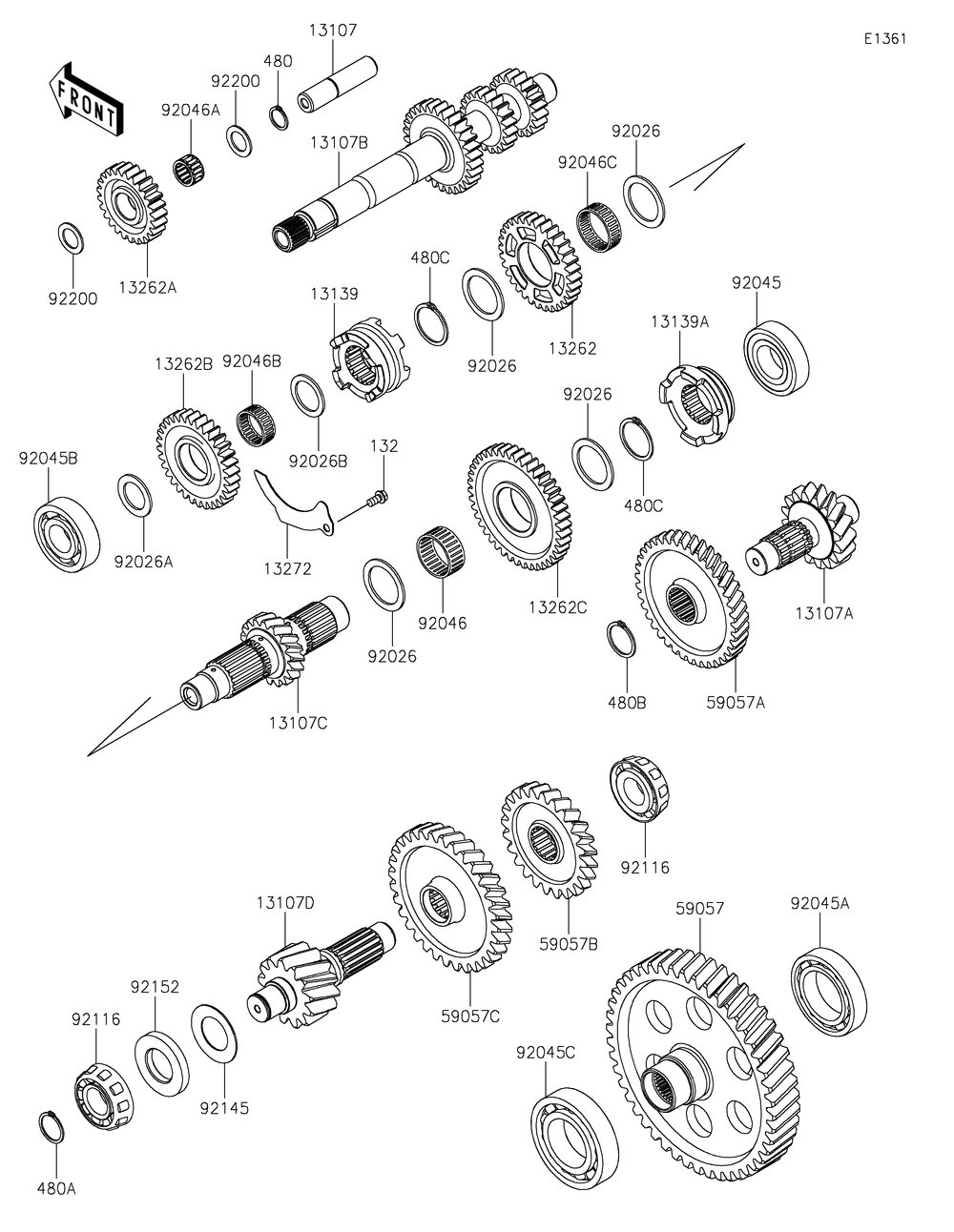 Transmission Diagram and Parts List for KRF1000ANFNL 2022 Kawasaki Lawn Tractor Accessories