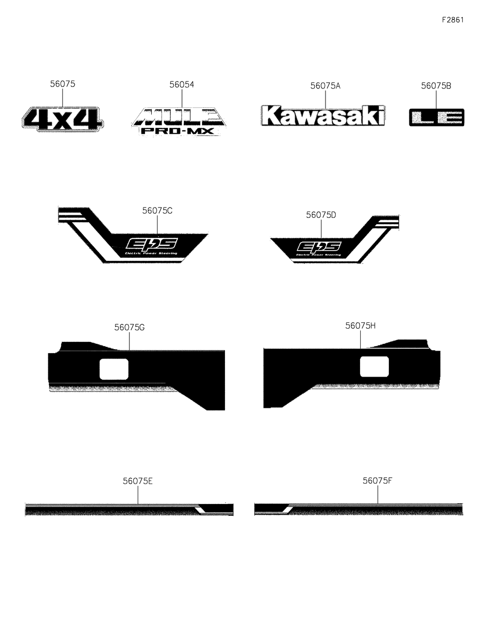 Decals(Red) Diagram and Parts List for KAF700CMFNN 2021 Kawasaki Lawn Tractor Accessories