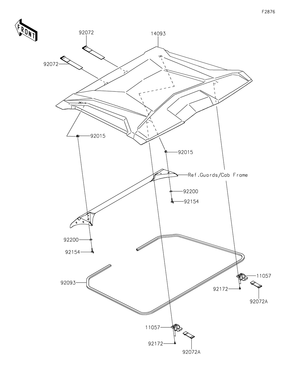 Sun Top Diagram and Parts List for KRF1000DPFNL 2023 Kawasaki Lawn Tractor Accessories
