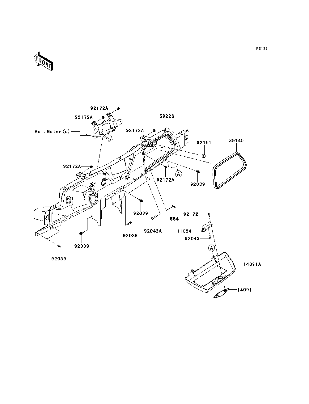 Front Box Diagram and Parts List for KRT800BEF 2014 Kawasaki Lawn Tractor Accessories