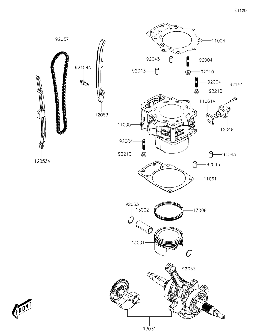 Cylinder/Piston Diagram and Parts List for KAF700AKF 2019 Kawasaki Lawn Tractor Accessories