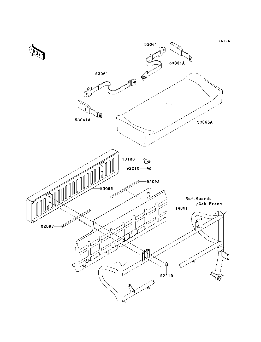 Seat Diagram and Parts List for KAF620PDF 2013 Kawasaki Lawn Tractor Accessories