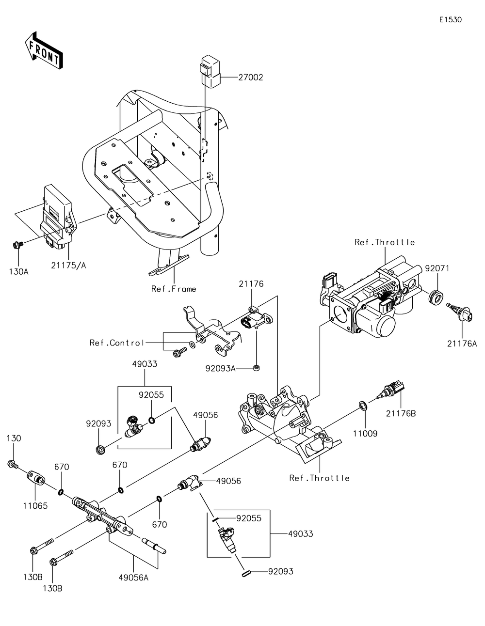 Fuel Injection Diagram and Parts List for KAF620RHF 2017 Kawasaki Lawn Tractor Accessories