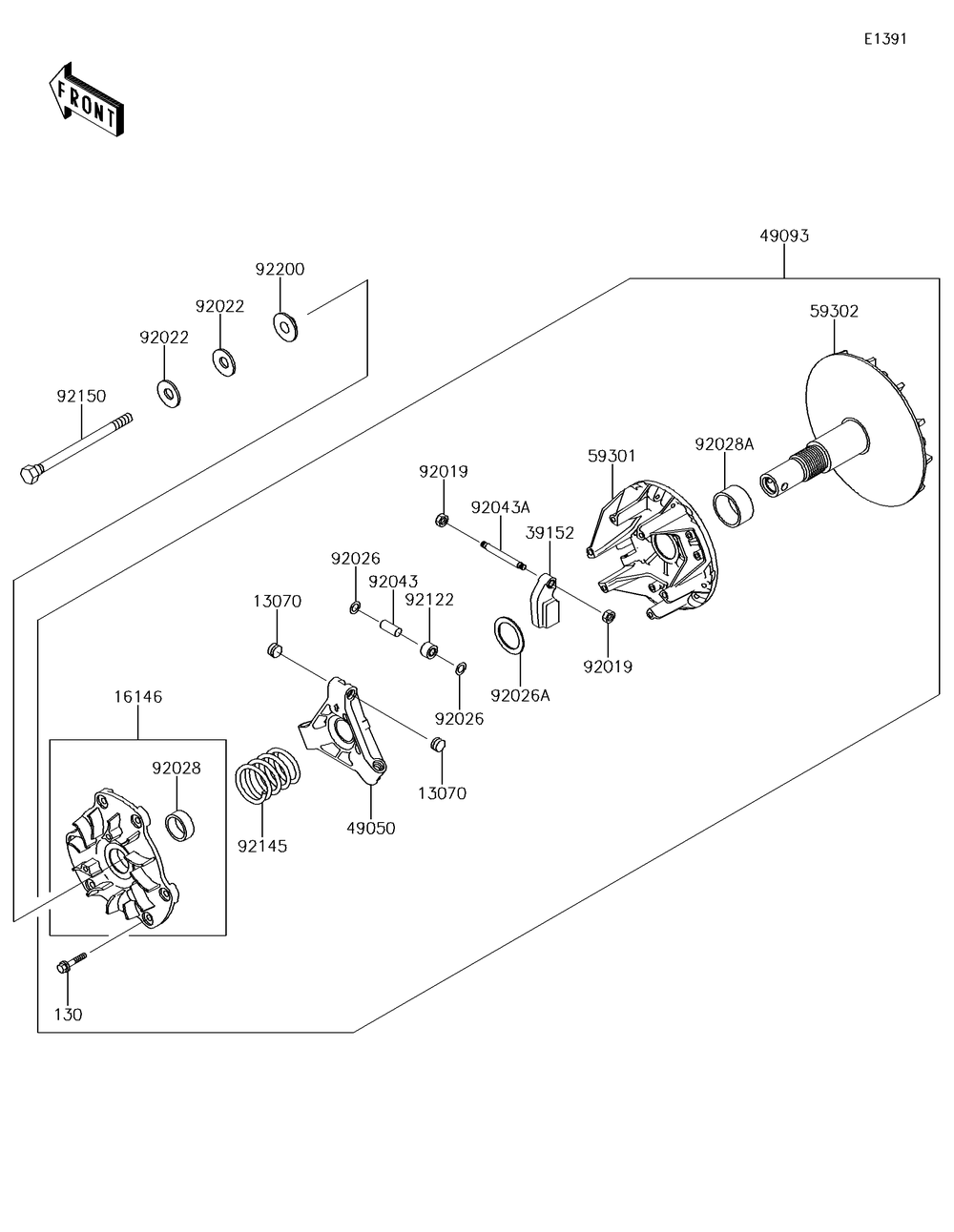 Drive Converter Diagram and Parts List for KAF620SGF 2016 Kawasaki Lawn Tractor Accessories