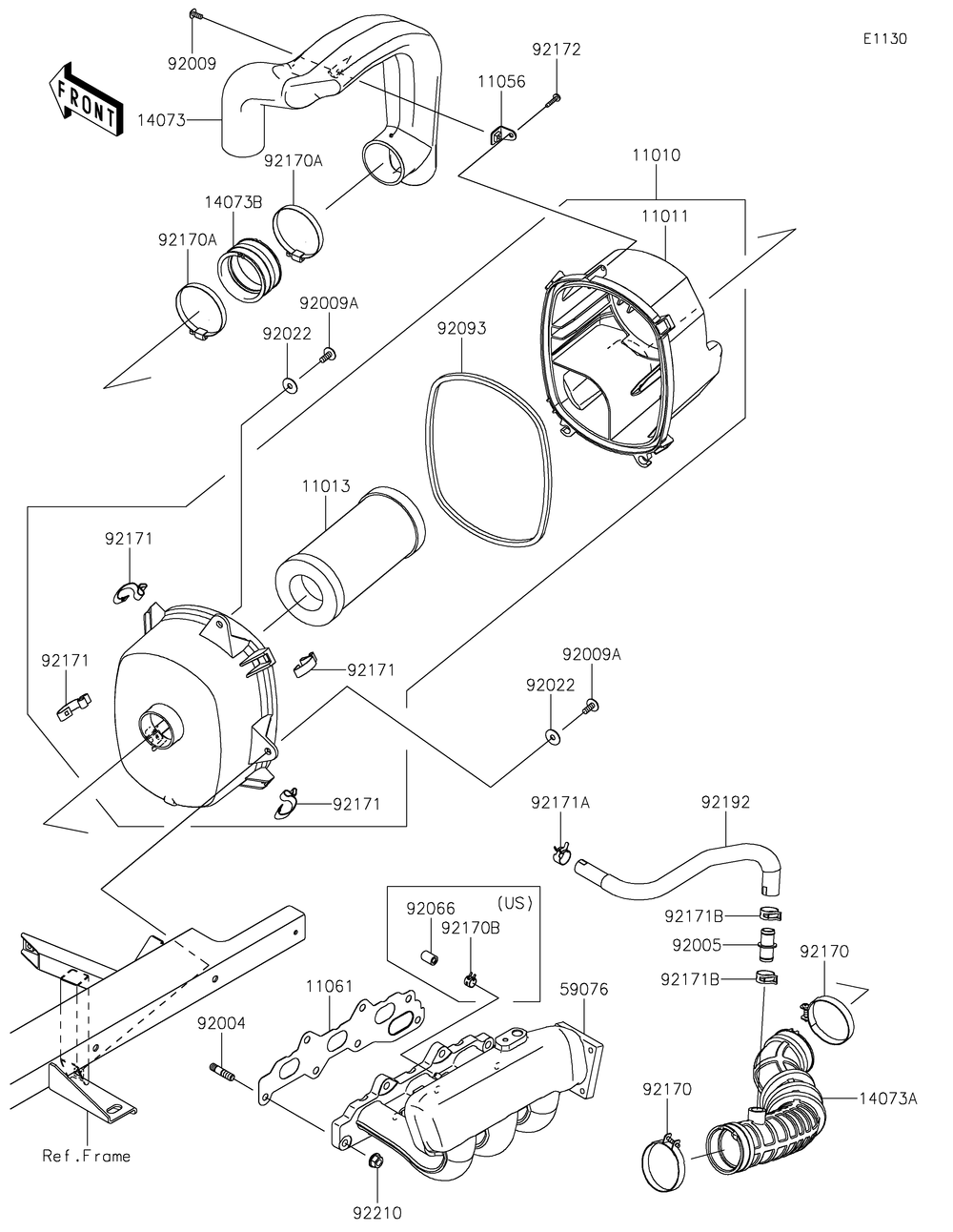 Air Cleaner Diagram and Parts List for KAF820FNFNN 2022 Kawasaki Lawn Tractor Accessories