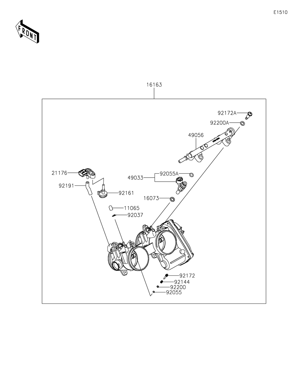 Throttle Diagram and Parts List for KRF1000CPFNN 2023 Kawasaki Lawn Tractor Accessories