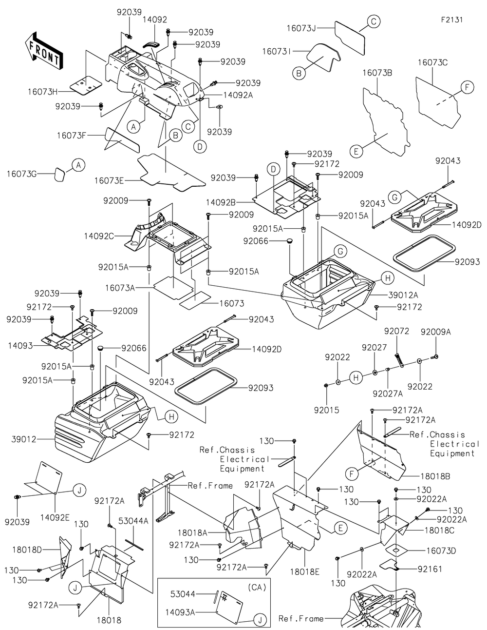 Frame Fittings-Rear Diagram and Parts List for KRF800HLF 2020 Kawasaki Lawn Tractor Accessories