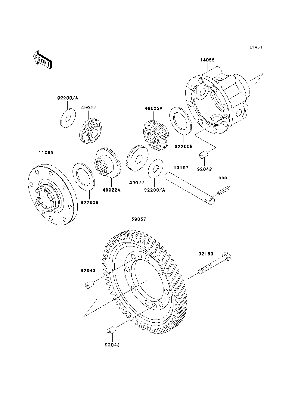 Differential Diagram and Parts List for KAF950B7F 2007 & Prior Kawasaki Lawn Tractor Accessories