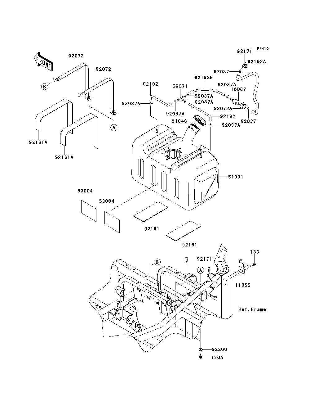 Fuel Tank Diagram and Parts List for KRF750SCSA 2012 Kawasaki Lawn Tractor Accessories