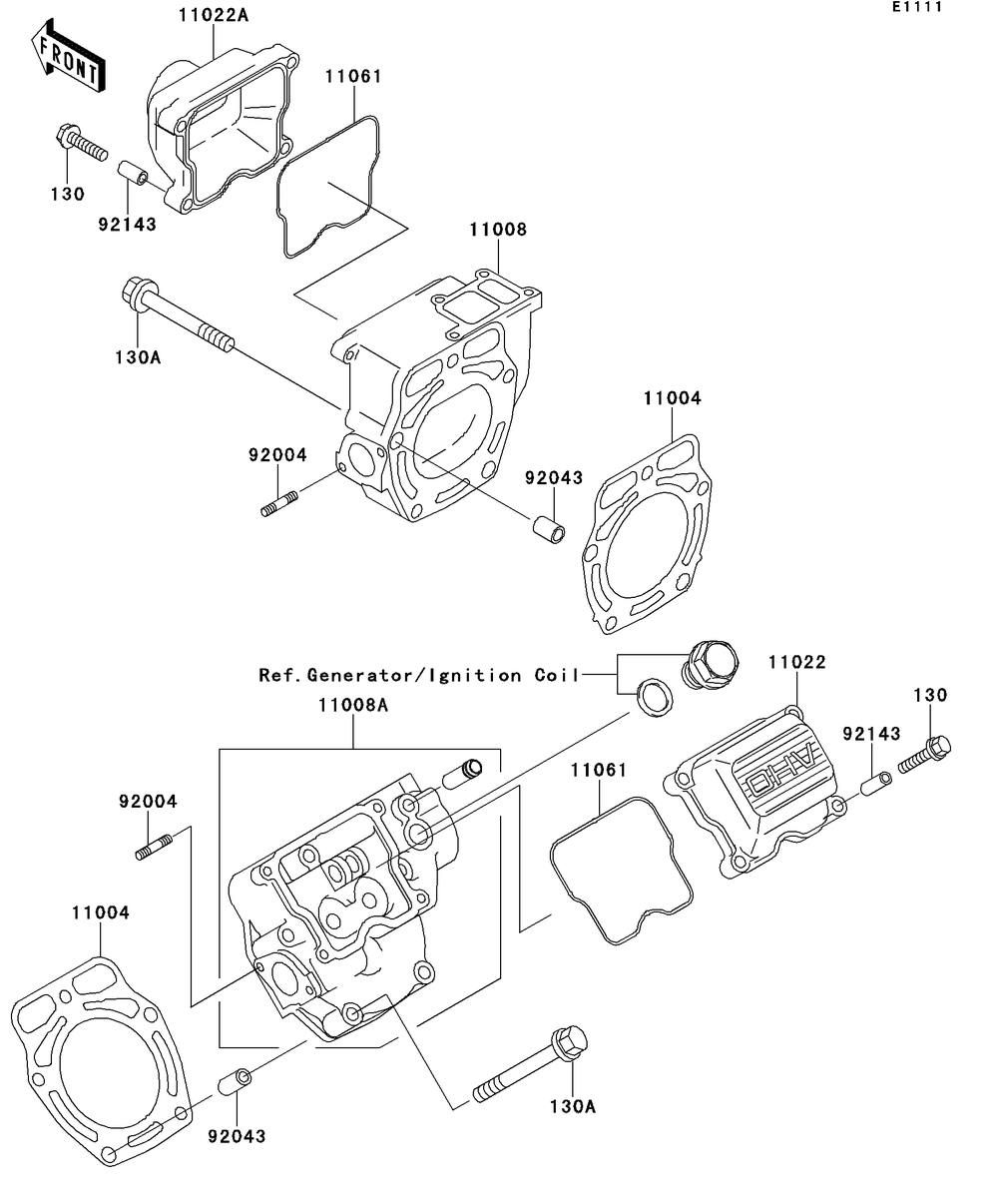 Cylinder Head Diagram and Parts List for KAF620RDFA 2013 Kawasaki Lawn Tractor Accessories