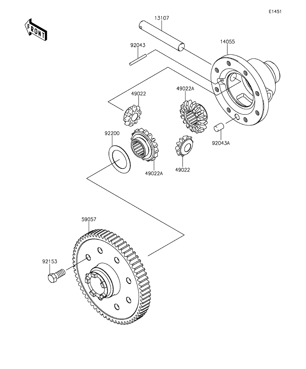 Differential Diagram and Parts List for KAF400FGF 2016 Kawasaki Lawn Tractor Accessories