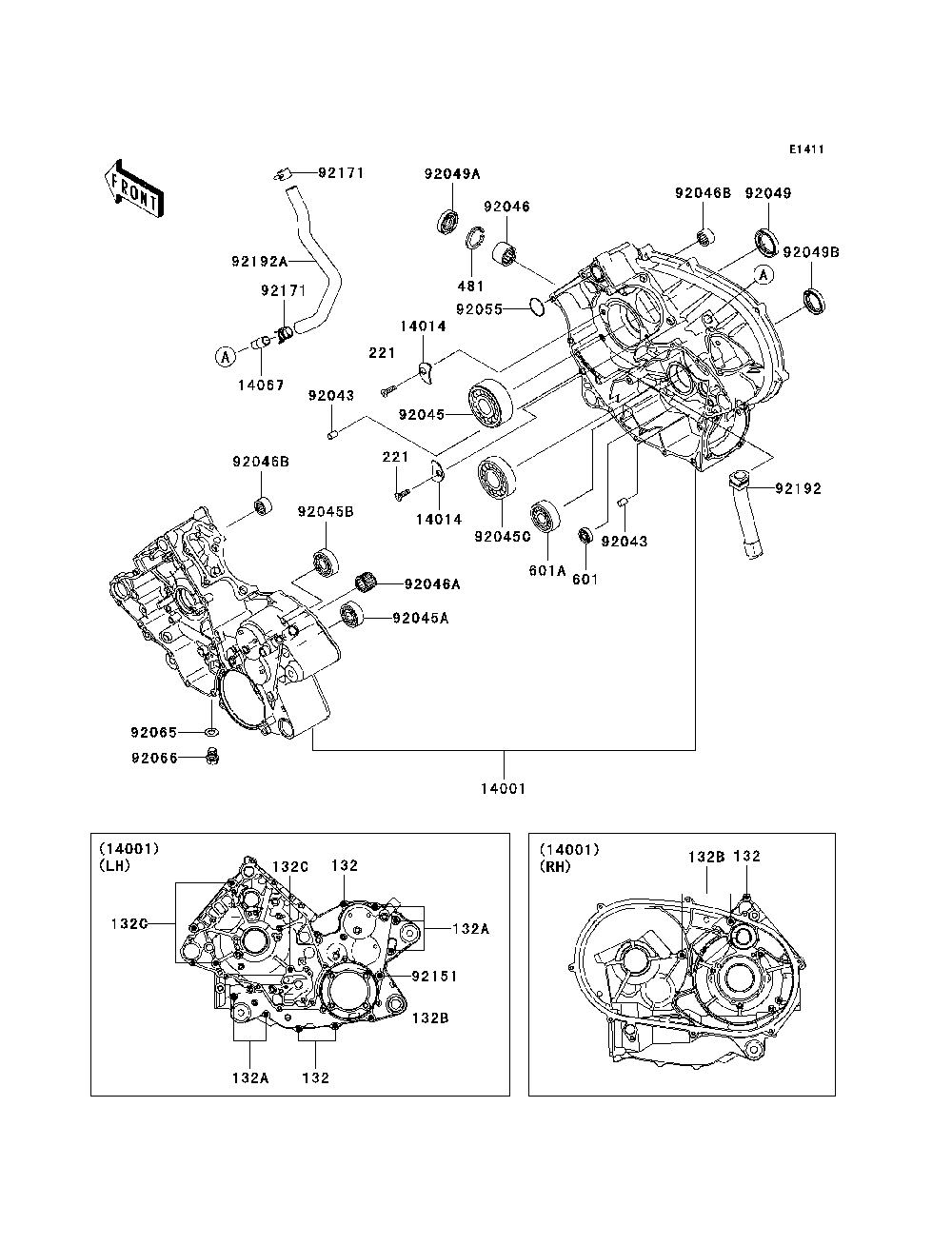 Crankcase Diagram and Parts List for KRF750TAF 2010 Kawasaki Lawn Tractor Accessories