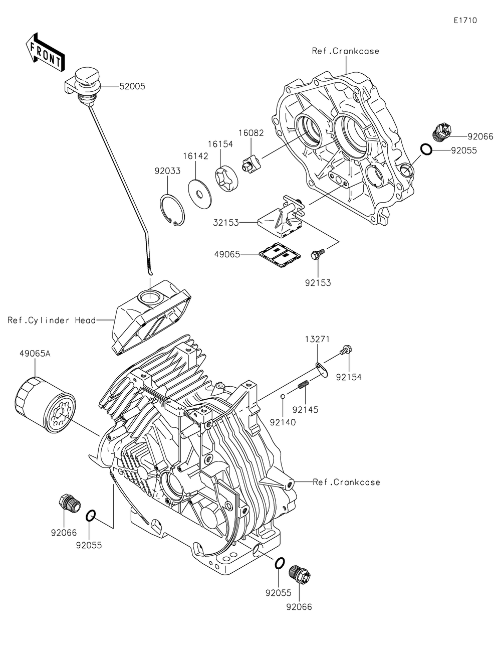 Oil Pump/Oil Filter Diagram and Parts List for KAF400JNFNN 2022 Kawasaki Lawn Tractor Accessories