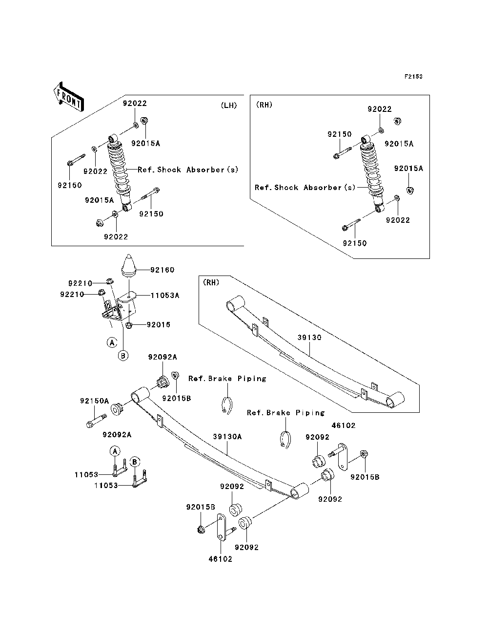 Rear Suspension Diagram and Parts List for KAF950C7F 2007 & Prior Kawasaki Lawn Tractor Accessories