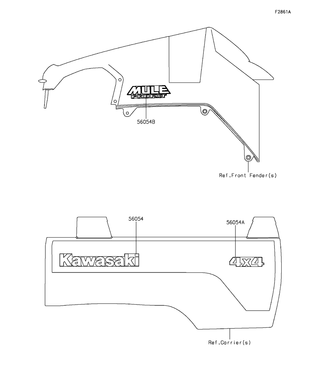 Decals(Agf) Diagram and Parts List for KAF820AGF 2016 Kawasaki Lawn Tractor Accessories