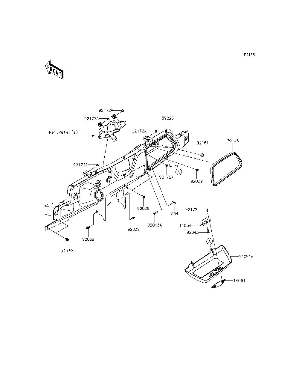 Front Box Diagram and Parts List for KRT800CFF 2015 Kawasaki Lawn Tractor Accessories