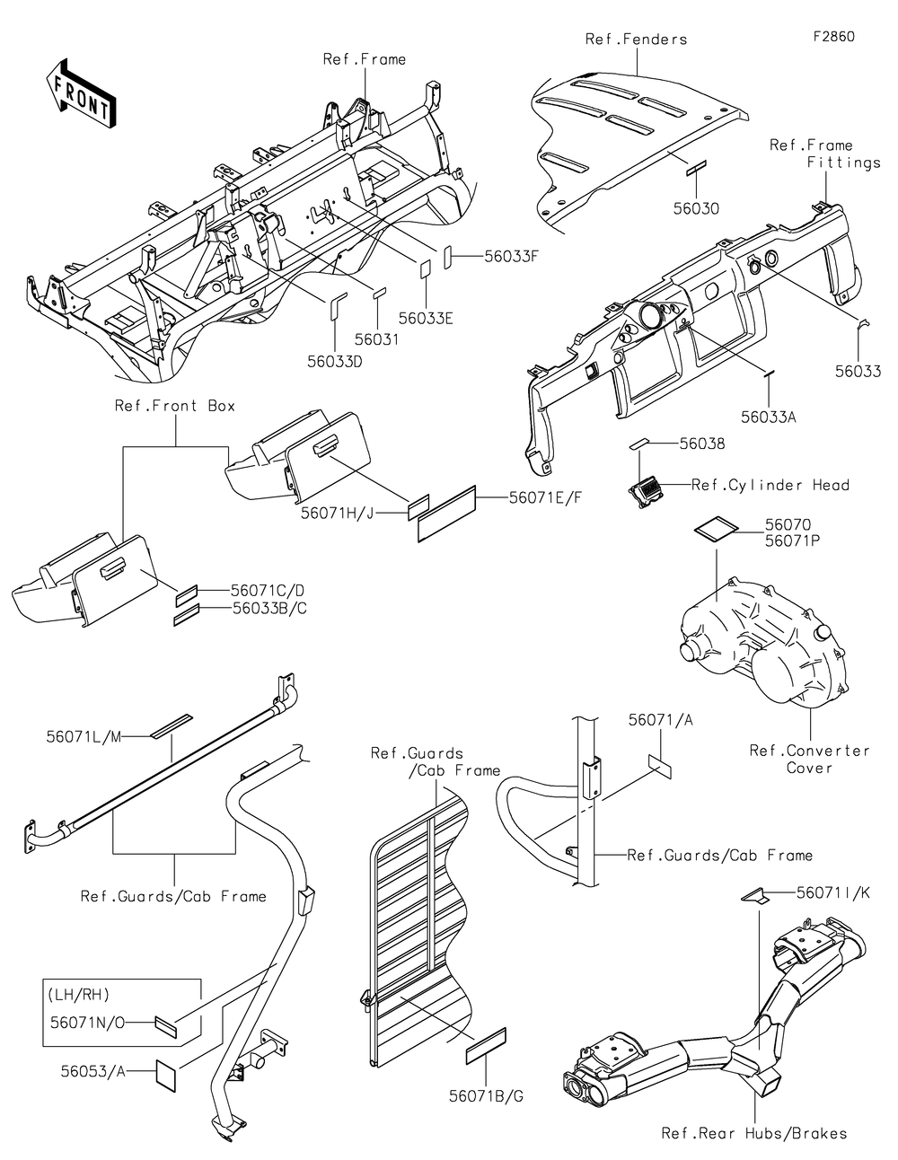 Labels Diagram and Parts List for KAT620BNFNN 2022 Kawasaki Lawn Tractor Accessories
