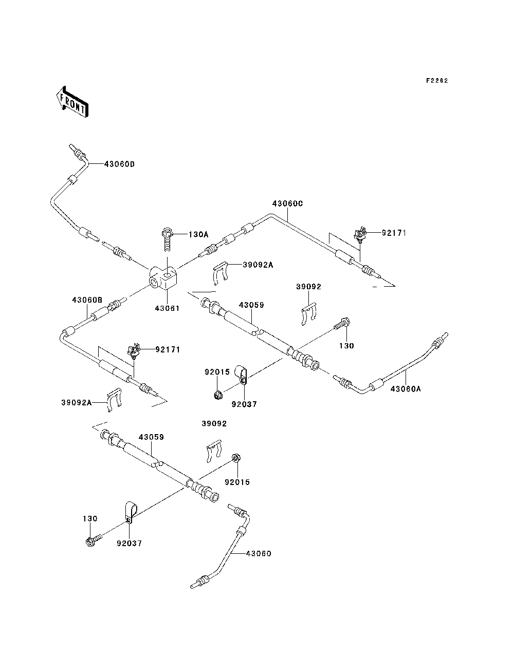 Brake Piping Diagram and Parts List for KAF620MDF 2013 Kawasaki Lawn Tractor Accessories