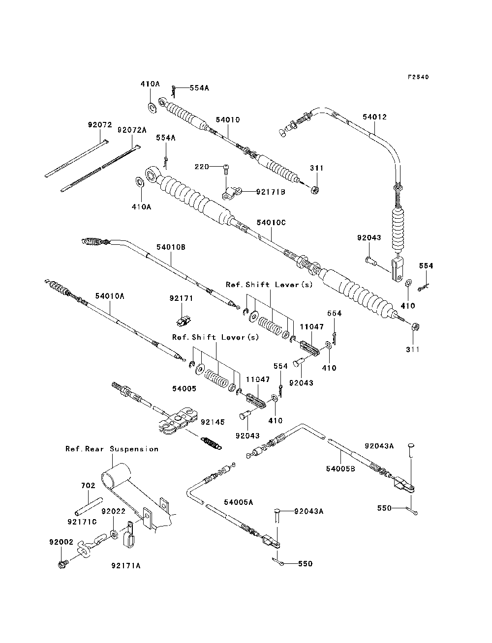 Cables Diagram and Parts List for KAF950D8F 2008 Kawasaki Lawn Tractor Accessories