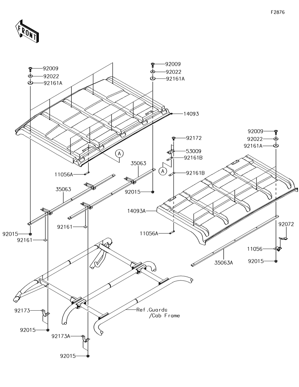 Sun Top Diagram and Parts List for KAF620VGF 2016 Kawasaki Lawn Tractor Accessories