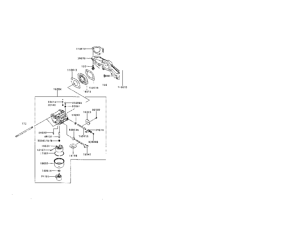 Carburetor Diagram and Parts List for FR651V-AS07  Kawasaki Engine