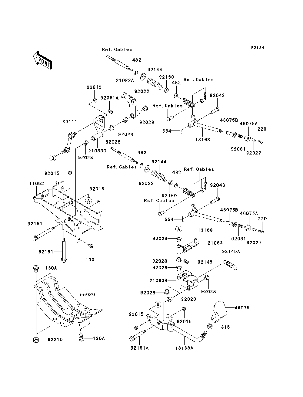 Shift Lever Diagram and Parts List for KAF950D8F 2008 Kawasaki Lawn Tractor Accessories
