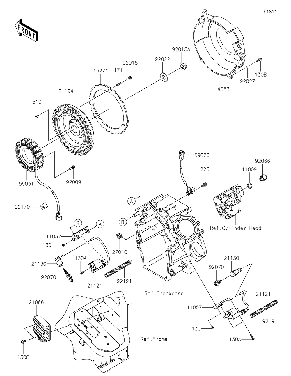 Generator/Ignition Coil Diagram and Parts List for KAT620DNFNN 2022 Kawasaki Lawn Tractor Accessories