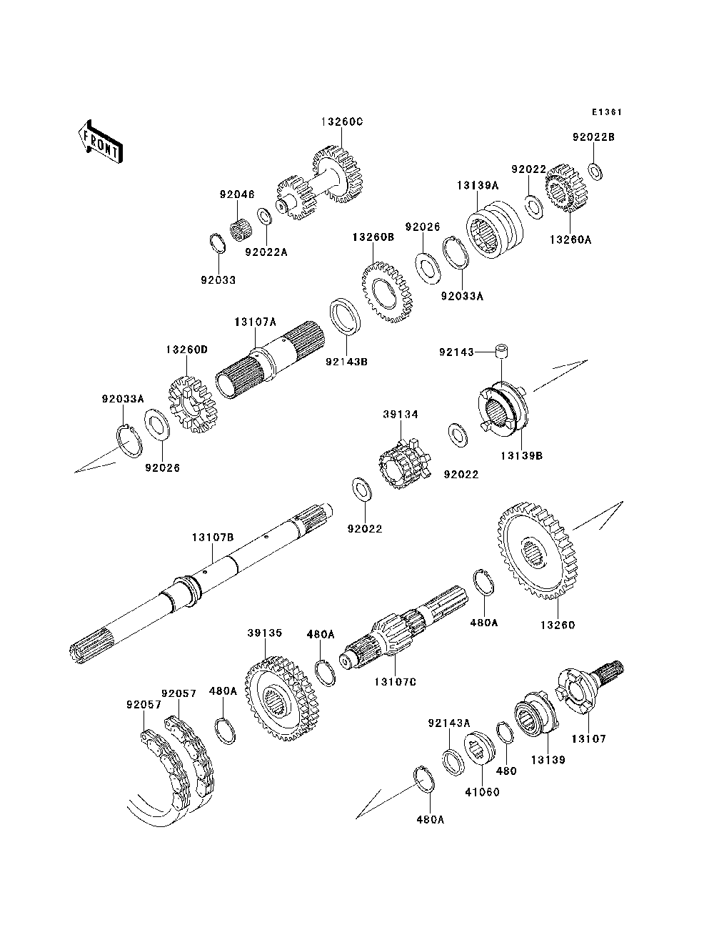 Transmission Diagram and Parts List for KAF620MDF 2013 Kawasaki Lawn Tractor Accessories