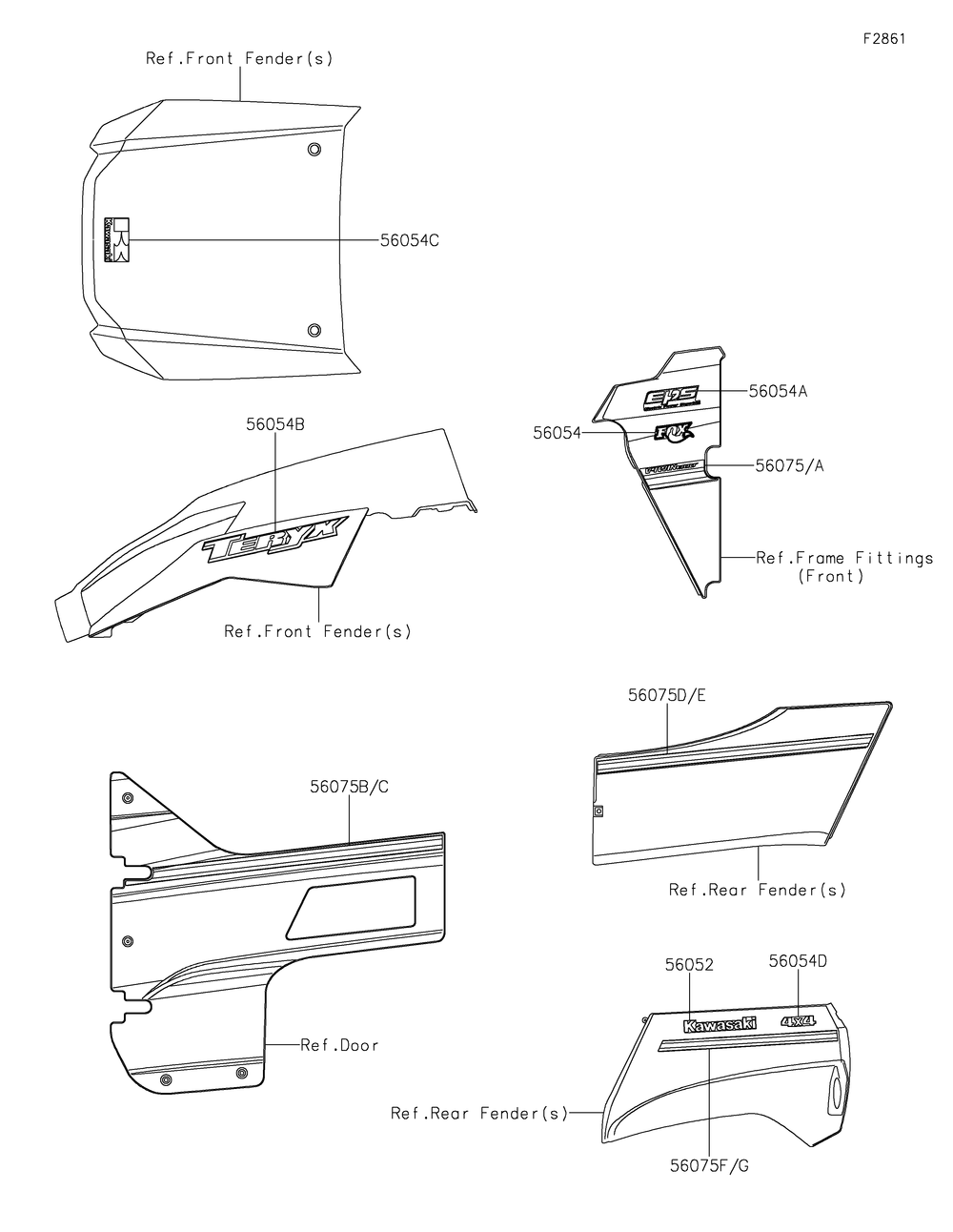 Decals(White)(Fgf) Diagram and Parts List for KRF800FGF 2016 Kawasaki Lawn Tractor Accessories