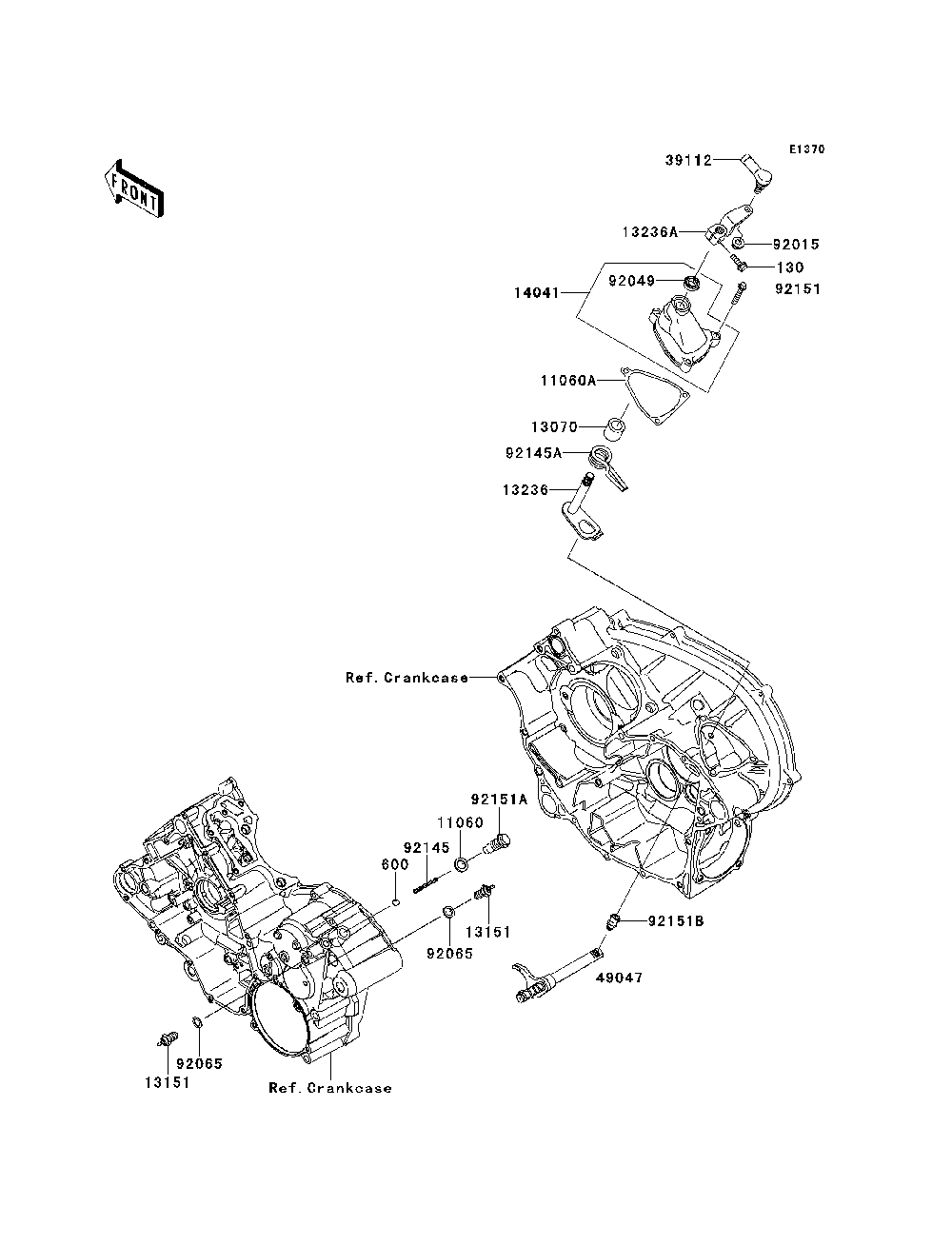 Gear Change Mechanism Diagram and Parts List for KRF750PDF 2013 Kawasaki Lawn Tractor Accessories