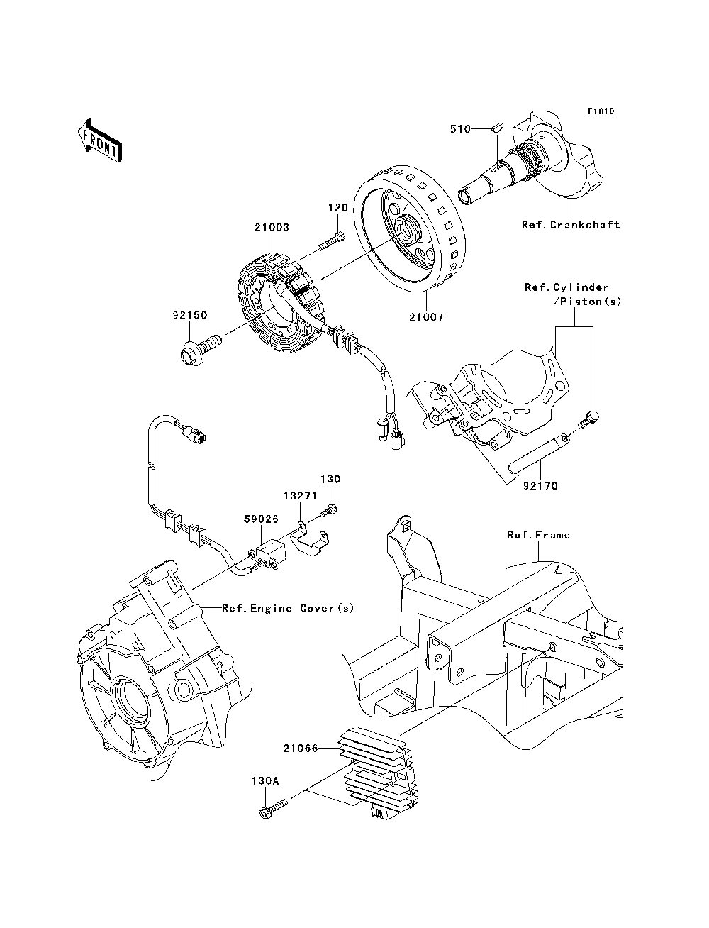 Generator Diagram and Parts List for KRF750RDF 2013 Kawasaki Lawn Tractor Accessories