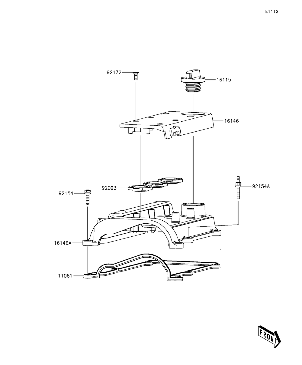 Cylinder Head Cover Diagram and Parts List for KAF820BGF 2016 Kawasaki Lawn Tractor Accessories