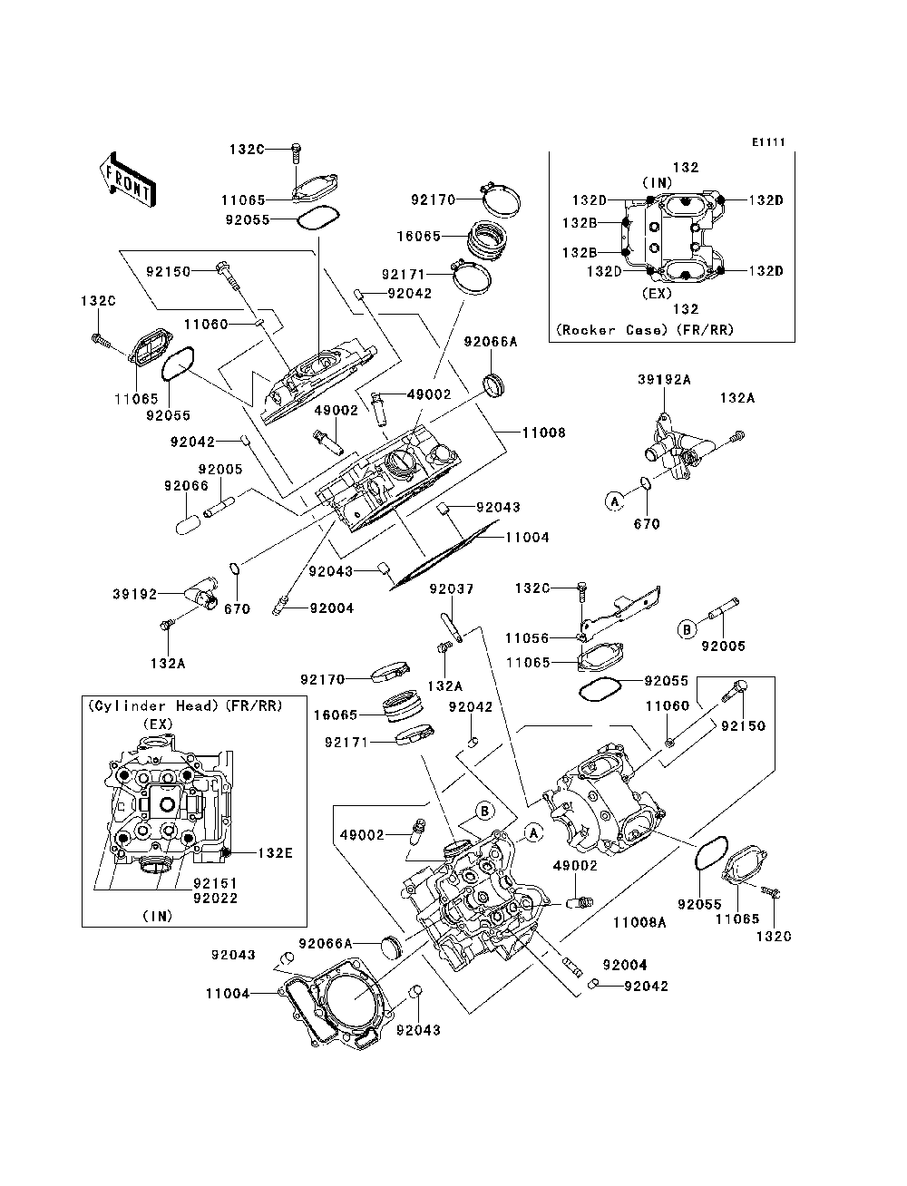 Cylinder Head Diagram and Parts List for KRF750SCSA 2012 Kawasaki Lawn Tractor Accessories