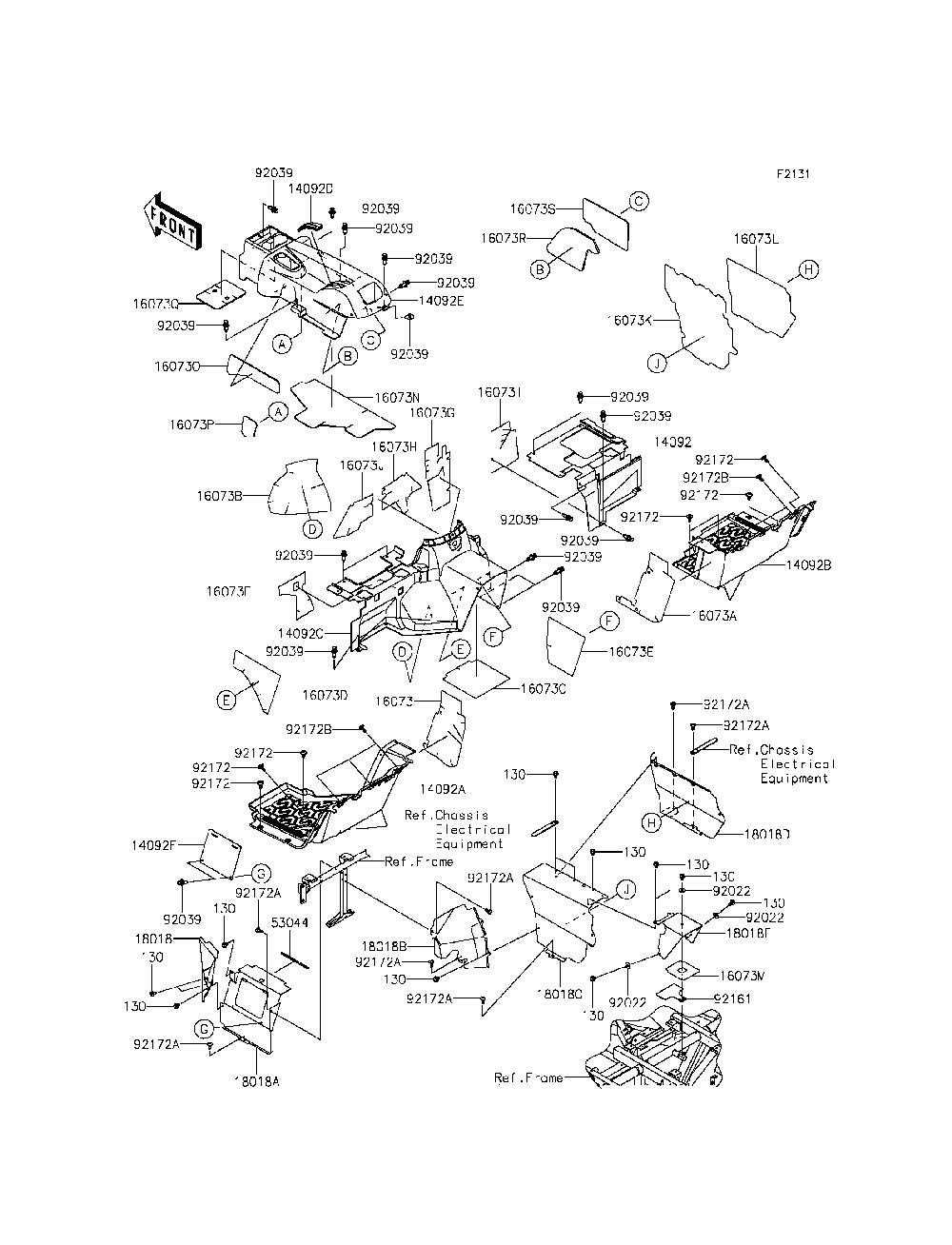 Frame Fittings-Rear Diagram and Parts List for KRT800CFF 2015 Kawasaki Lawn Tractor Accessories