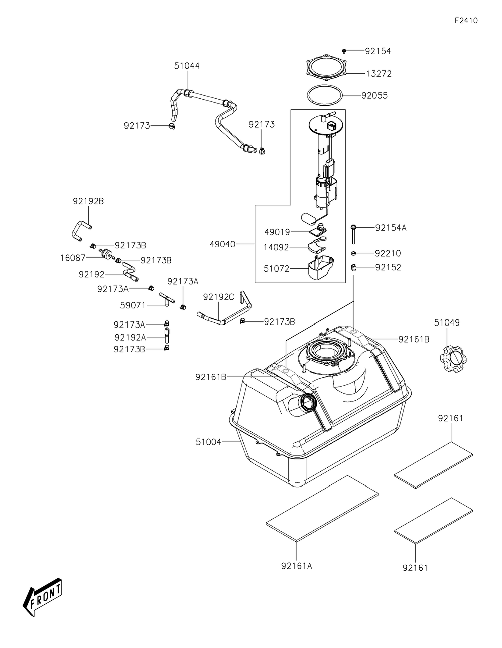 Fuel Tank Diagram and Parts List for KAF700FPFNN 2023 Kawasaki Lawn Tractor Accessories