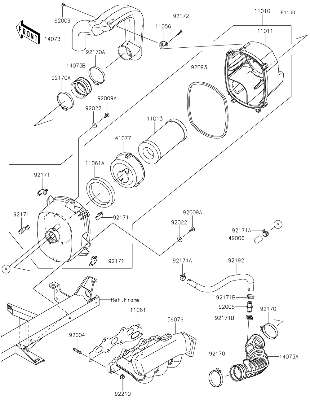 Air Cleaner Diagram and Parts List for KAF820CHF 2017 Kawasaki Lawn Tractor Accessories