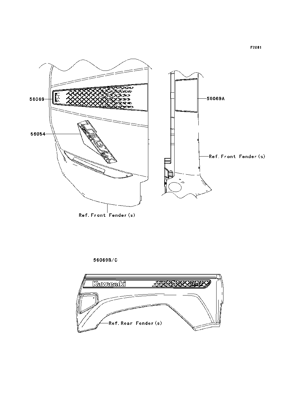 Decals Diagram and Parts List for KRF750NDF 2013 Kawasaki Lawn Tractor Accessories